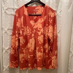 Dsco Women's Floral Long Sleeve Top - Coral